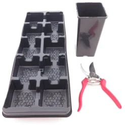 Diepe Vierkante Palmpot Rose Tray + 10 Potten - 2 Ltr.